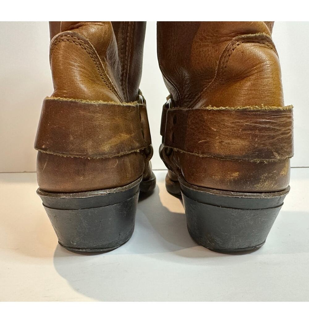 Frye 12R Heritage Harness Boots Women's Size 9 Brown Leather Square Toe - Picture 5 of 10